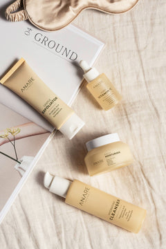 Anare Naturals skincare set with a cleanser, exfoliator, Serum and moisturizer for healthy and radiant skin.